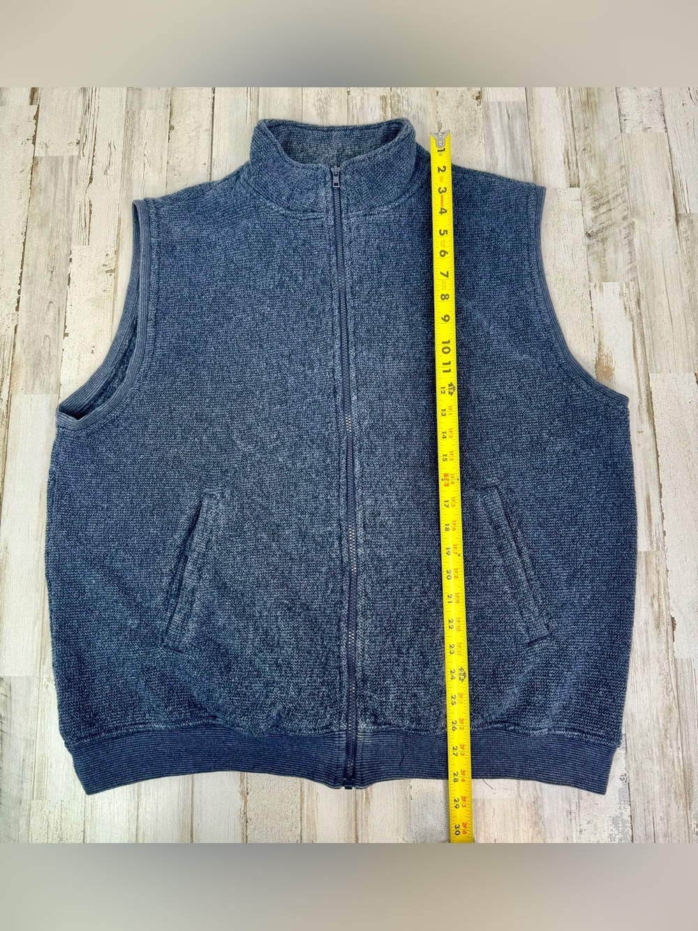 VTG Big Dogs Sweater Mens XL Blue Full Zip Mock Neck Pockets Vest Sleeveless - Picture 5 of 9